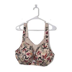 Cacique Lightly Lined Full Coverage Floral Demi Bra Sz 44D Underwire Whimsigoth